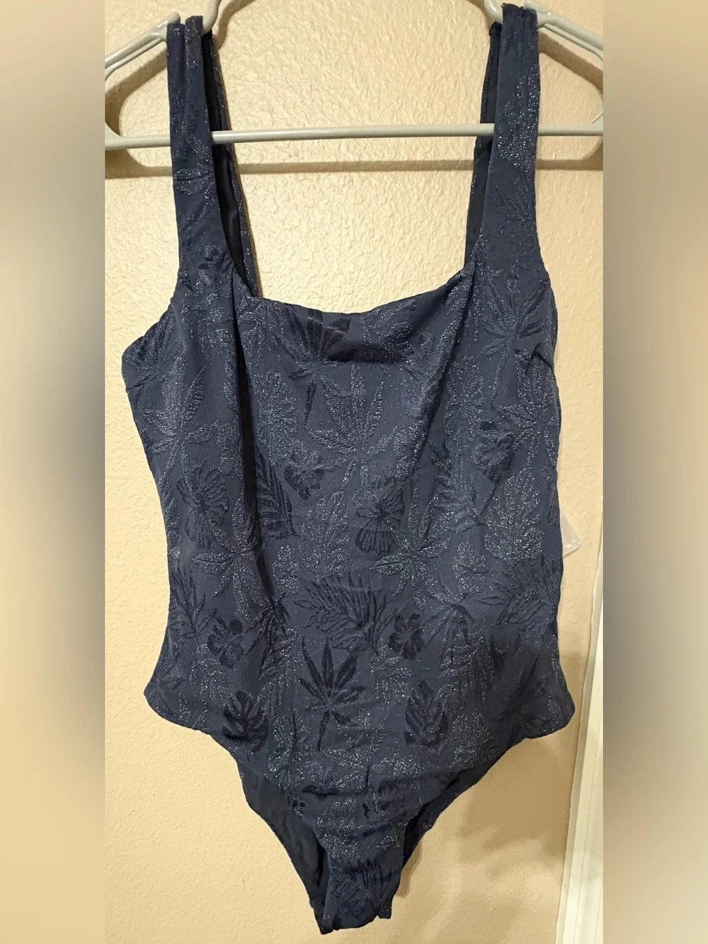 Navy One-Piece Swimsuit with Gold Accent, Berlook, Size Large NWT
